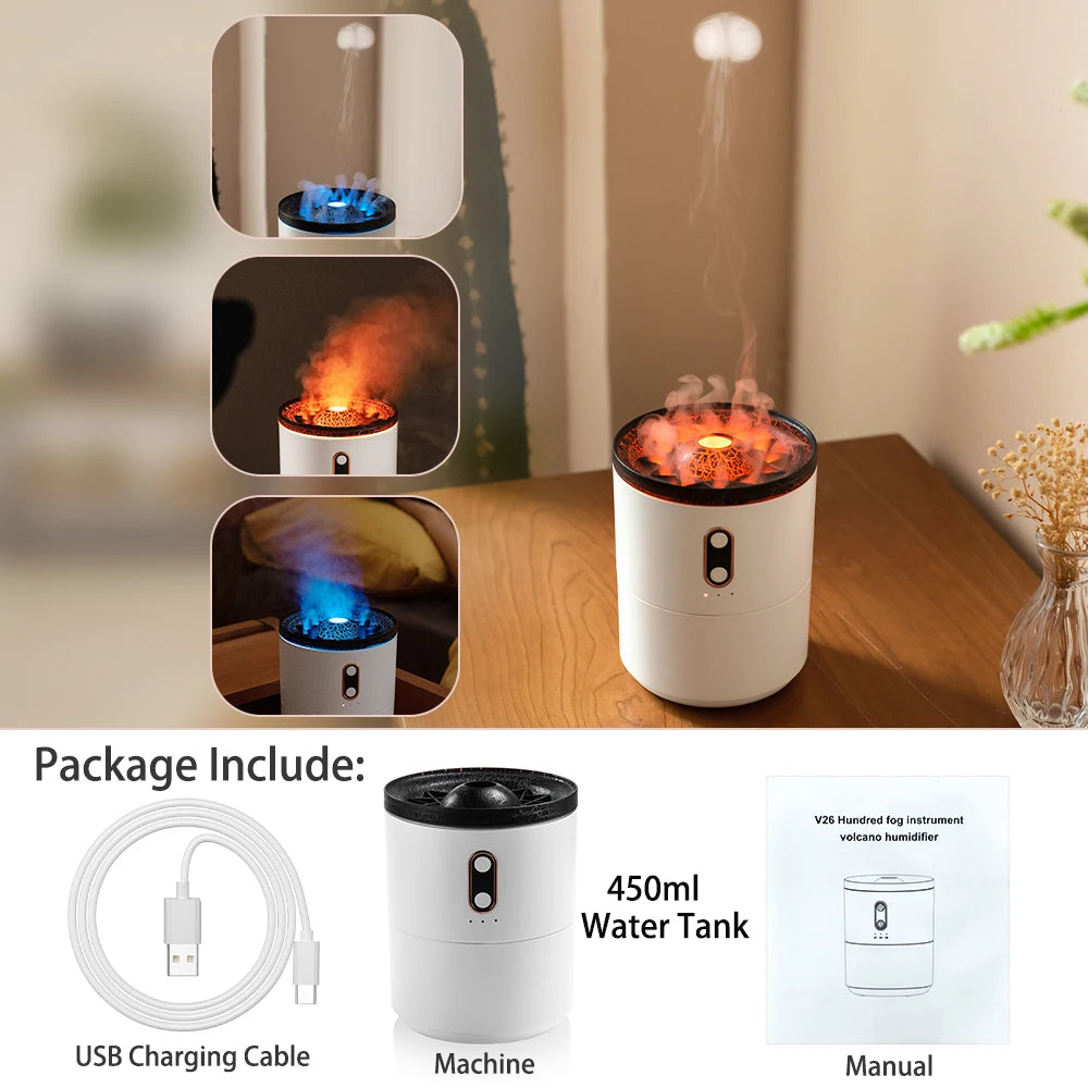 Jellyfish Volcano Fire Flame Aroma Air Humidifier Diffuser Essential Oil Electric Smell for Home Perfume Cool Mist Maker