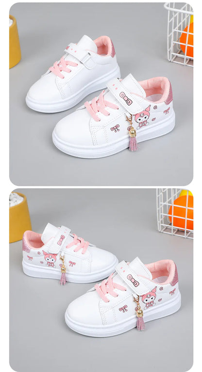 Sanrio Girls's Fashion Sneakers Kid's Anti-skid Casual Shoes Cartoon Anime Kuromi Thick Soles Shoes Children's Board Shoes