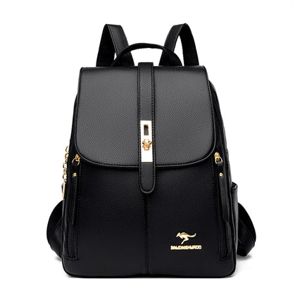 Luxury Women Leather Backpacks for Girls Sac A Dos Casual Daypack Black Vintage Backpack School Bags for Girls Mochila Rucksack