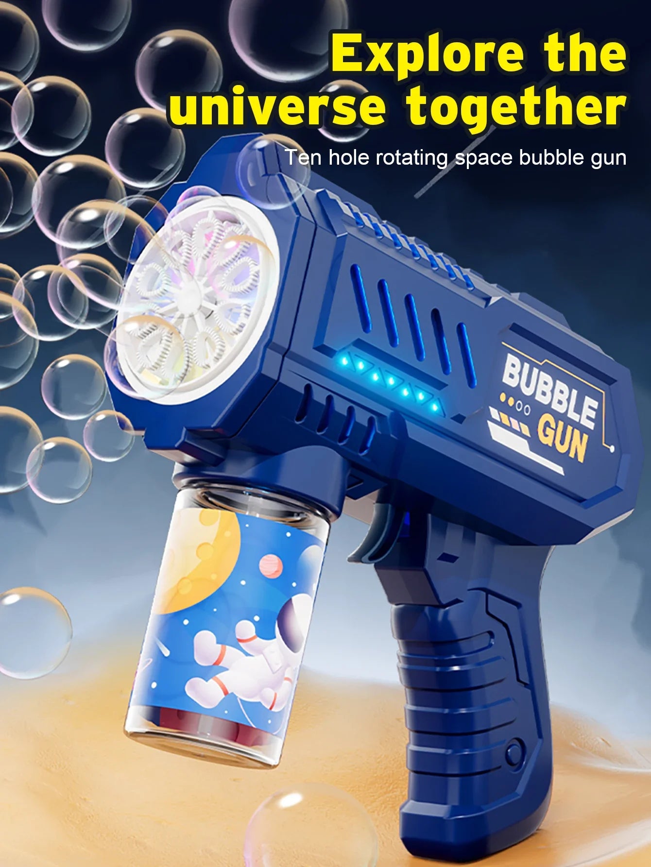 Fully Automatic Bubble Gun Rocket Bubbles Machine Automatic Blower with Bubble Liquid Toy for Kids Beach Outdoor Bubble Gifts