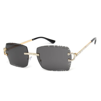 Kenbo Rimless Square Gradient Sunglasses Vintage Petal Lens Sun Glasses Diamond Cut Men Women Metal Fashion Punk Trendy Eyewear