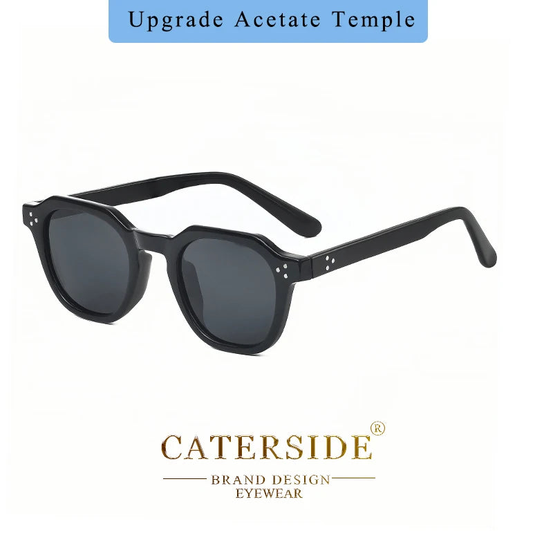 CATERSIDE Retro Polarized Sunglasses Men Ultralight TR90 Frame Polygon Women Sun Glasses Outdoor High Quality Travel  Eyewear