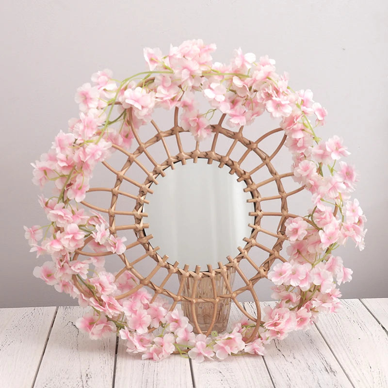 180CM Artificial Sakura Flowers Vine Wedding Garden Rose Arch Home Party Decoration Christmas Bridal Fake Silk Scrapbook Plants