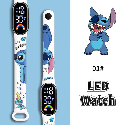 Disney Cartoon Stitch Children Watches Girls Fashion Bracelet LED Women Watch Kids Electronic Digital Waterproof Clock