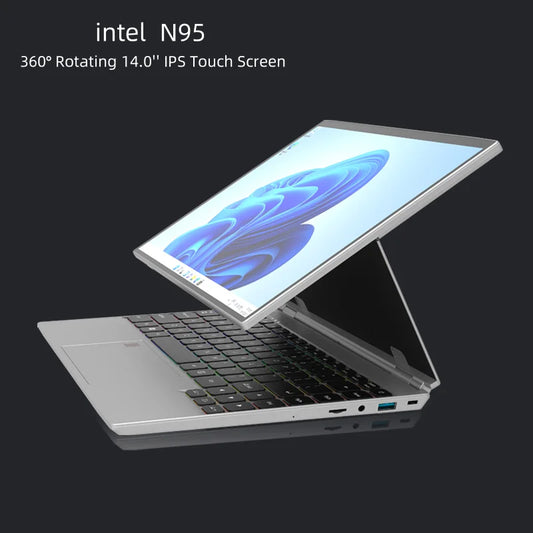 360° Rotating 14.0'' IPS Touch Screen 32G 128G-1T Laptop N95 Windows 11 Notebook 4 In 1 Tablet Business Office Slim Touch ID RGB