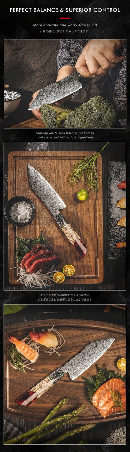 Chef Knife Japanese Damascus 10CR15COM Stainless Steel Fish Meat Vegetables Kitchen Cooking Tool Professional Butcher Knives Red