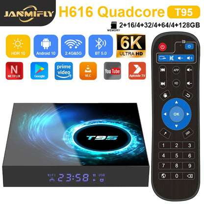 T95 TV Box HD 6K Allwinner H616 Quad-core 3D Graphics Dual Wifi 2.4G & 5G Bluetooth 5.0 Smart Android 10 Player Set-top Box