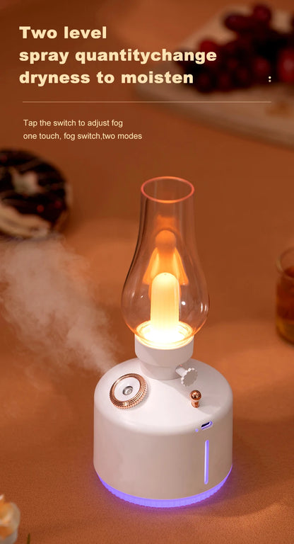 New Candlelight Retro Lamp Air Humidifier Wireless Aroma Diffuser Rechargeable Essential Oil 7 Color Lights Cool Mist for Home