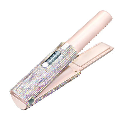 2-IN-1 Electric Hair Straightener Curler Fashion Colored Diamond  Design Cordless Travel Home Hair Straightening Styler Brush