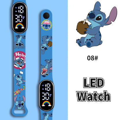 Disney Cartoon Stitch Children Watches Girls Fashion Bracelet LED Women Watch Kids Electronic Digital Waterproof Clock