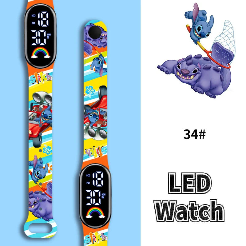 Disney Cartoon Stitch Children Watches Girls Fashion Bracelet LED Women Watch Kids Electronic Digital Waterproof Clock