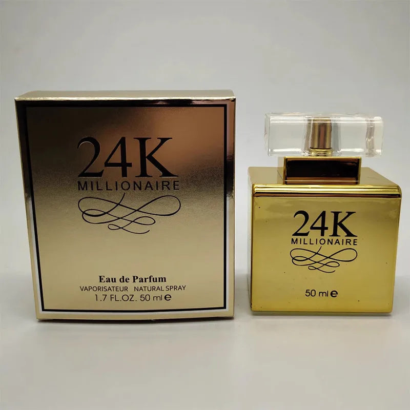 24k Gold Women Fashion Perfume 50ml Luxury Brand Long-lasting Flowery Fruity Fragrance 24k Millionaire Eau De Toilette Lady Mist