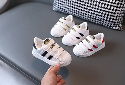 Children's Sneakers Kids Fashion Design White Non-slip Casual Shoes Boys Girls Hook Breathable Sneakers Toddler Outdoor Shoes