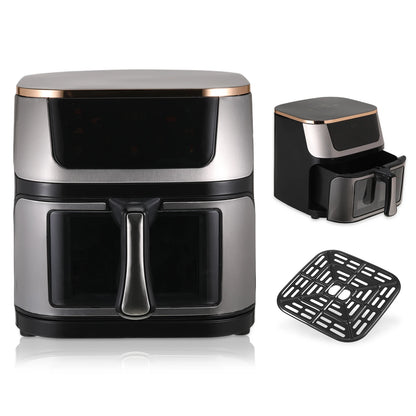 Air Fryer 12L Stainless Steel Visible Large Capacity Electric Oven Touch Screen Multifunctional Electric Fryer EU Plug