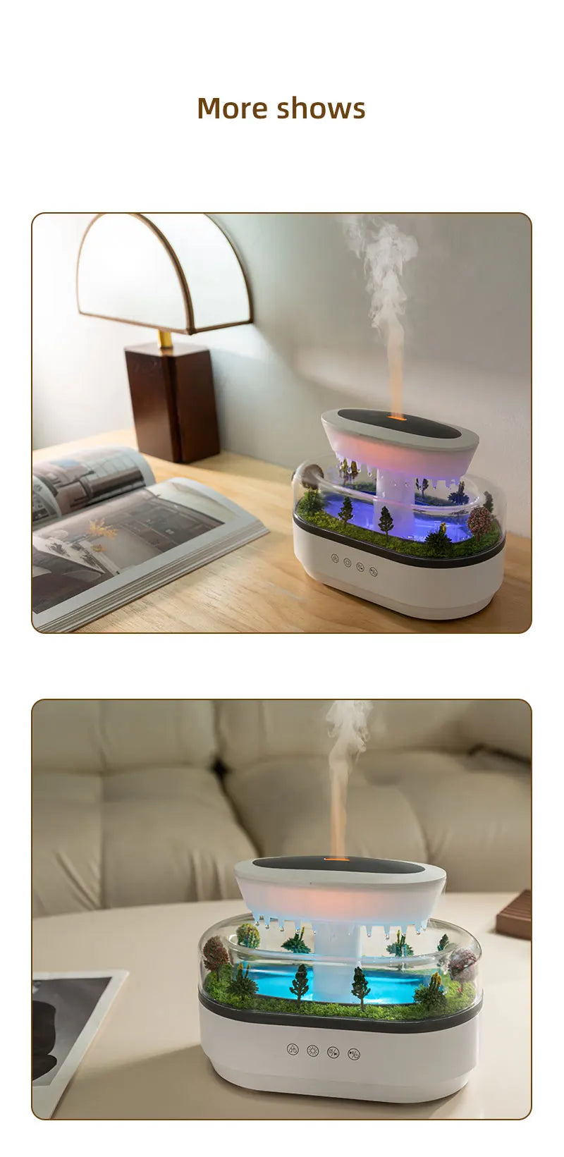 Rain Cloud Aroma Diffuser Small Air Humidifiers Water Drip Micro Landscape Essential Oils Ultrasonic Diffuser With 7 Night Light