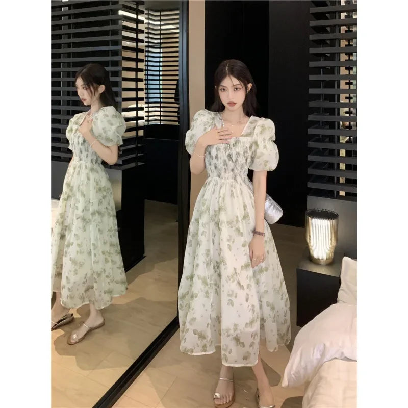 2024 Summer New Women's Student White Pile Up Skirt Umbrella Skirt High Waist Medium Length A- Line Skirt Long Dress