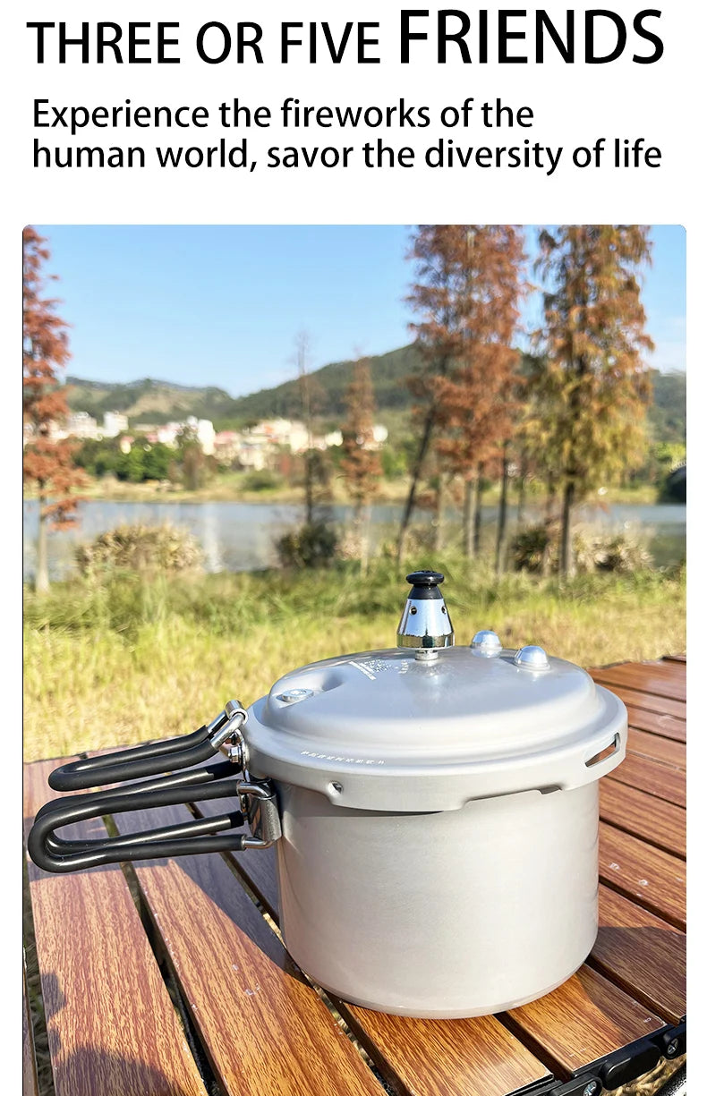 Portable Folding Handle Pressure Cooker 2.2L/3.2L/4.5L Suitable For Outdoor Camping Hiking Climbing High Altitude Fast Cooking