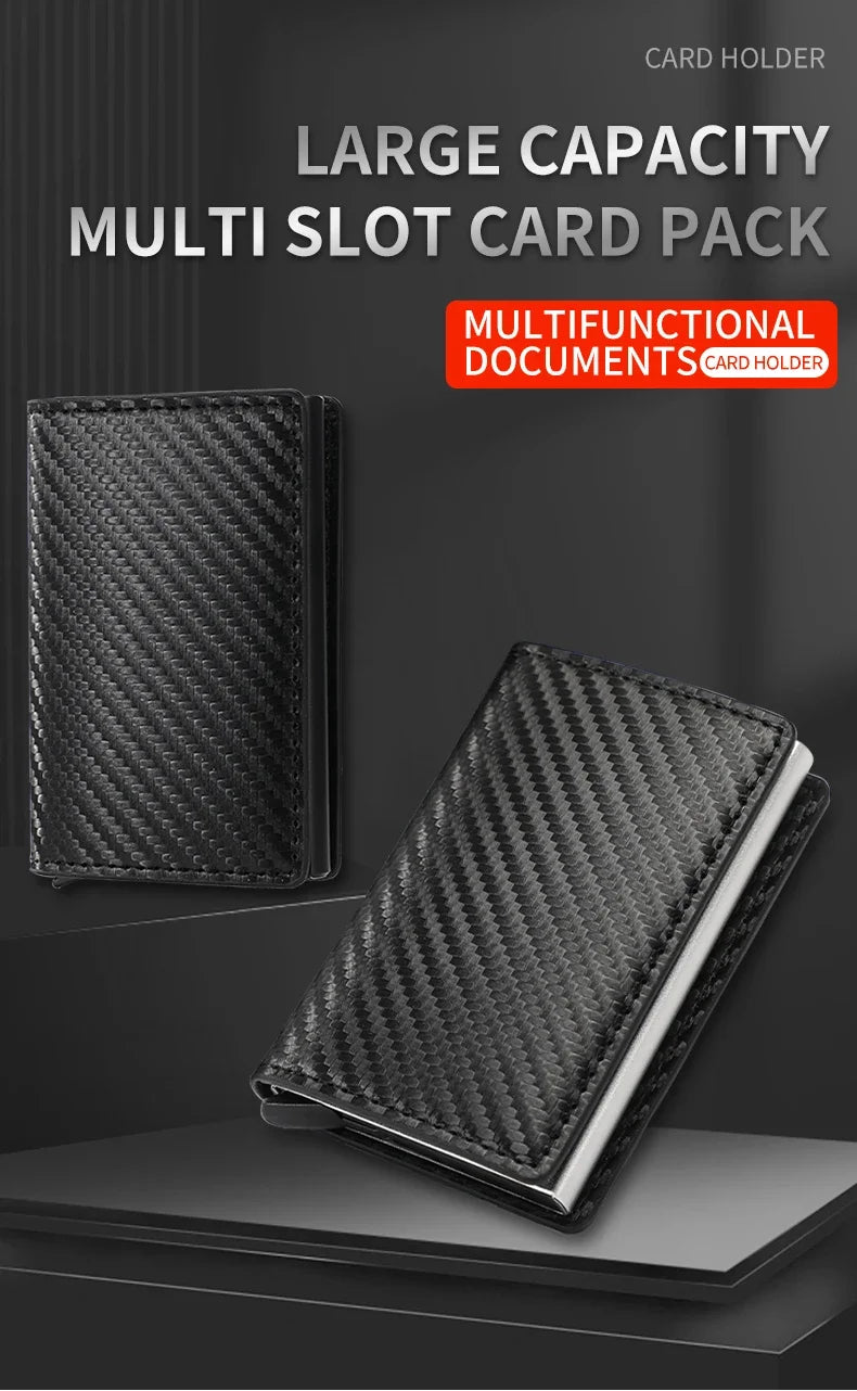 Carbon Fiber Credit Card Holder Wallet Men Rfid Smart Meral Thin Slim Pop Up Minimalist Wallet Small Black Purse Metal Wallet