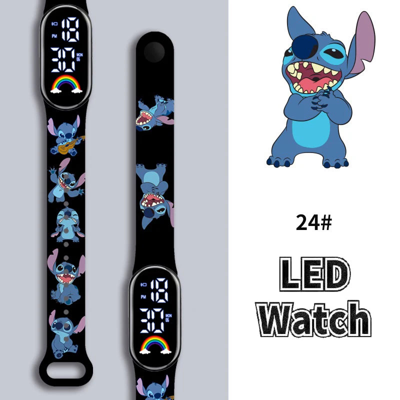 Disney Cartoon Stitch Children Watches Girls Fashion Bracelet LED Women Watch Kids Electronic Digital Waterproof Clock