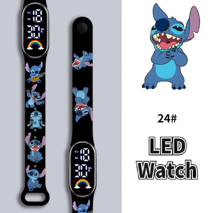 Disney Cartoon Stitch Children Watches Girls Fashion Bracelet LED Women Watch Kids Electronic Digital Waterproof Clock