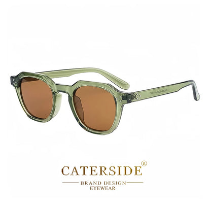 CATERSIDE Retro Polarized Sunglasses Men Ultralight TR90 Frame Polygon Women Sun Glasses Outdoor High Quality Travel  Eyewear