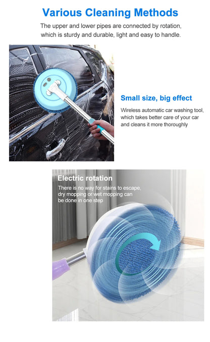 Wireless Electric Spin Mop Cleaner Automatic 2 in 1 Wet & Dry Home Cleaner Car Glass Ceiling Door Windows floor scrubber machine