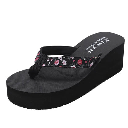 Women'S Fashionable And Casual Non-Slip Wedge Beach Shoes And Slippers Shoes 2024 Ladies' Thick Soled Trendy Flip Flops