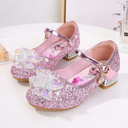 2024 Spring New Children's Shoes Ice And Snow Romance Princess Elsa Shoes Girl's Fashion Sandals Crystal Princess Shoes