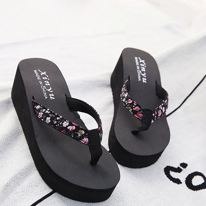 Women'S Fashionable And Casual Non-Slip Wedge Beach Shoes And Slippers Shoes 2024 Ladies' Thick Soled Trendy Flip Flops