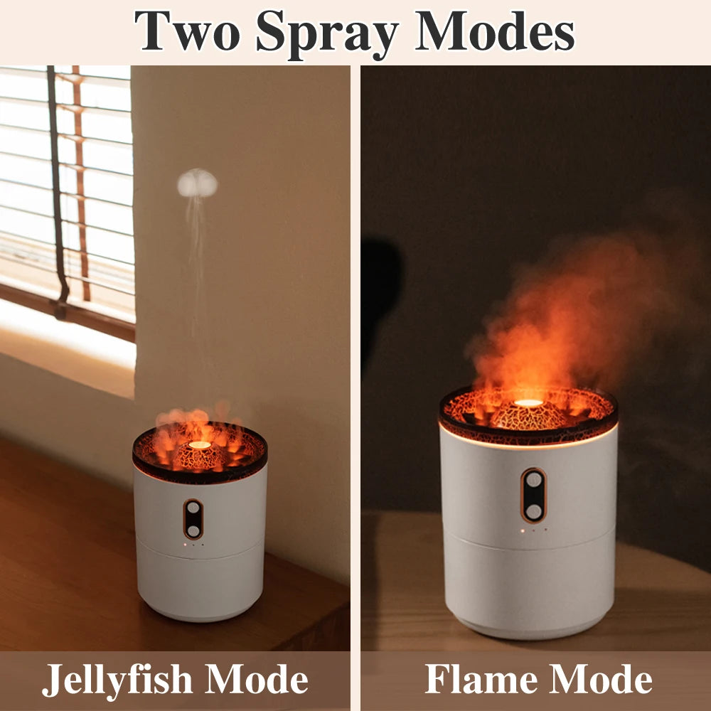 Jellyfish Volcano Fire Flame Aroma Air Humidifier Diffuser Essential Oil Electric Smell for Home Perfume Cool Mist Maker