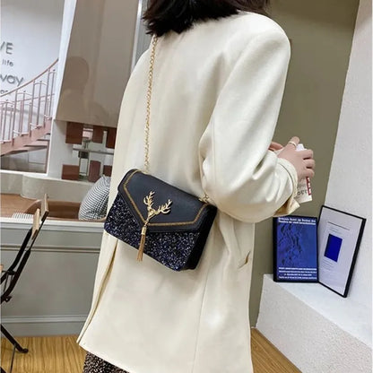 Fashion Women Shoulder Bag Deer Head Decoration Messenger Bags Pu Leather Button Underarm Luxury Chain Lady Small Square Handbag