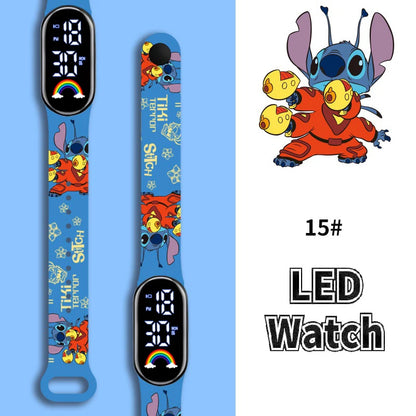 Disney Cartoon Stitch Children Watches Girls Fashion Bracelet LED Women Watch Kids Electronic Digital Waterproof Clock