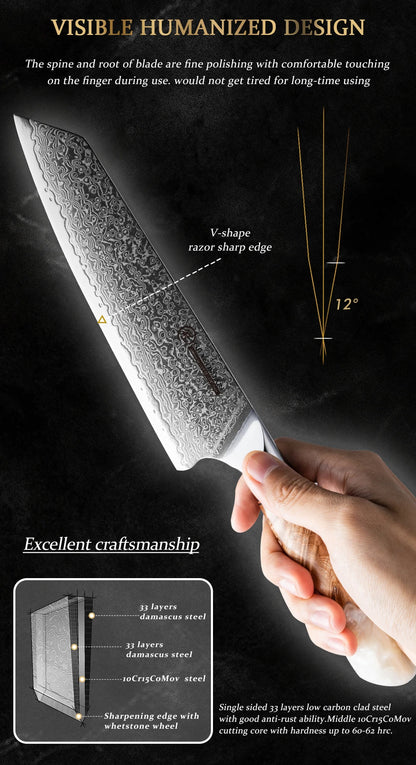 Grandsharp 8 Inch Kiritsuke Knife 67 Layers Damascus 10Cr15C0Mov Steel Kitchen Knives Vegetable Meat Food Cooking Tools with Box