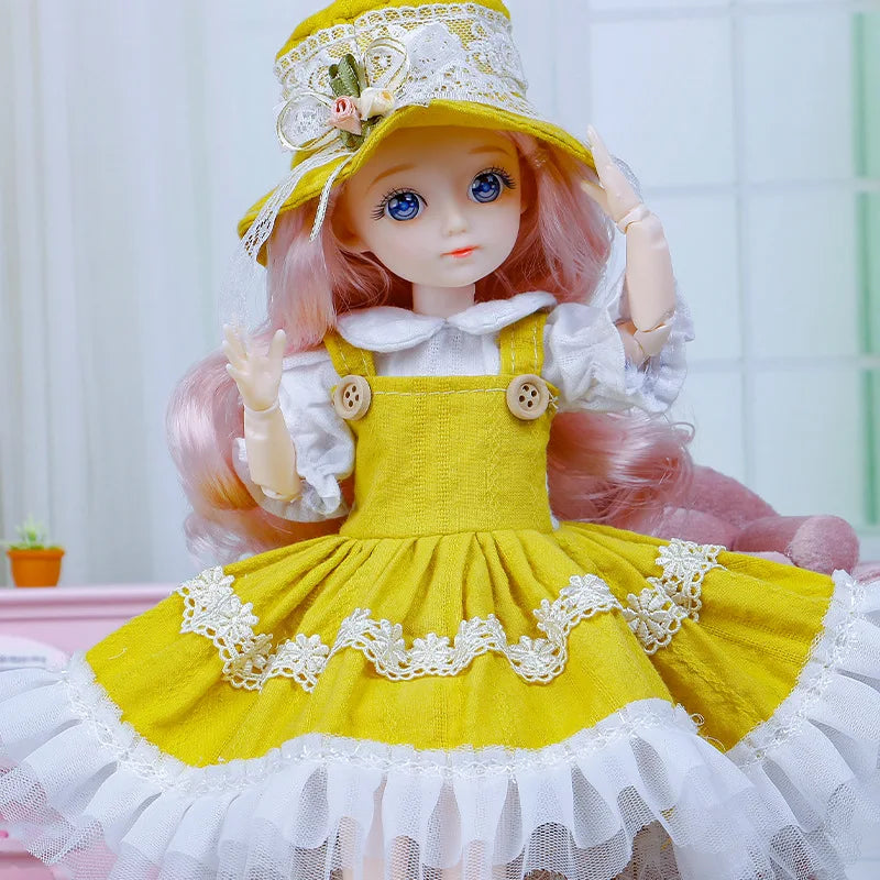 BJD Doll and Clothes Multiple Removable Joints 30cm 1/6 3D Eyes Doll Girl  Dress Up Birthday Gift Toy