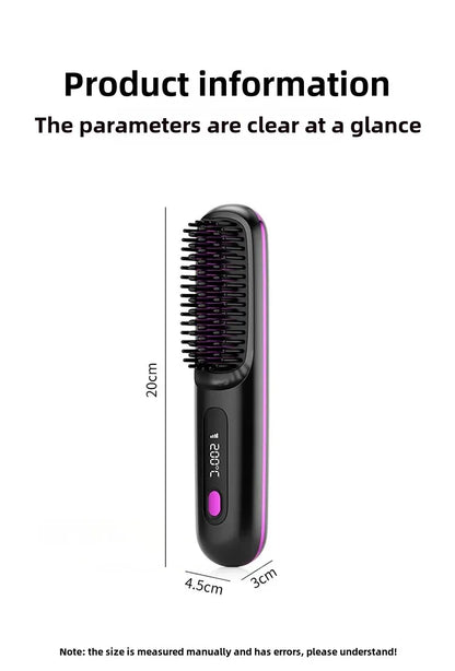 2024 New Cross-Border Liquid Crystal USB Charging Ceramic Heating Electric Comb Portable Negative Ion Straight Hair Comb