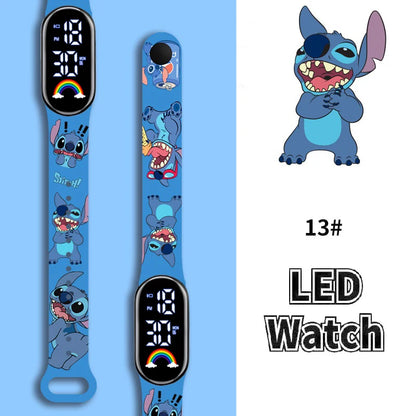 Disney Cartoon Stitch Children Watches Girls Fashion Bracelet LED Women Watch Kids Electronic Digital Waterproof Clock