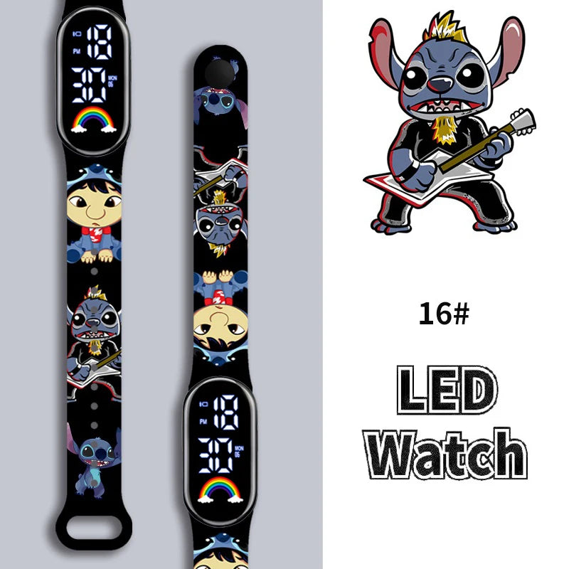 Disney Cartoon Stitch Children Watches Girls Fashion Bracelet LED Women Watch Kids Electronic Digital Waterproof Clock