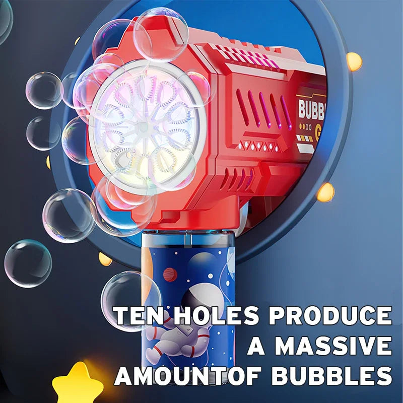 Fully Automatic Bubble Gun Rocket Bubbles Machine Automatic Blower with Bubble Liquid Toy for Kids Beach Outdoor Bubble Gifts