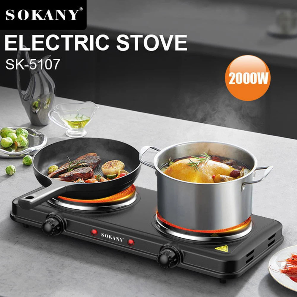 2000W Multi functional Home Kitchen Dual pot Electric Stove Portable Kitchen Durable  cast iron hotplate  induction cookers