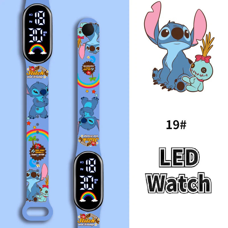 Disney Cartoon Stitch Children Watches Girls Fashion Bracelet LED Women Watch Kids Electronic Digital Waterproof Clock