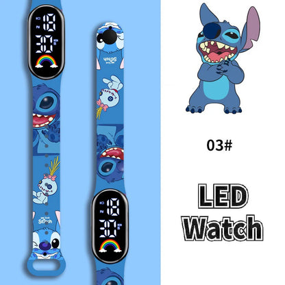 Disney Cartoon Stitch Children Watches Girls Fashion Bracelet LED Women Watch Kids Electronic Digital Waterproof Clock