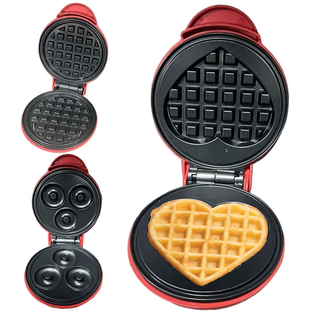 Mini Waffle Maker Nonstick Electric Breakfast Maker Quick Heat-Up Household Breakfast Electric Baking Pan for Kids and Families