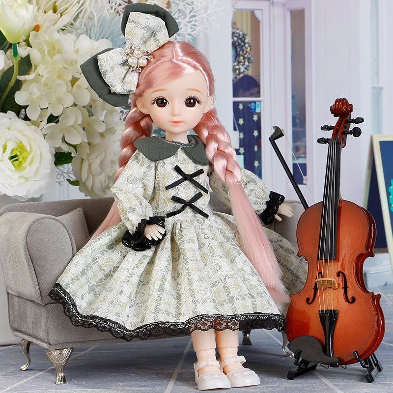 BJD Doll and Clothes Multiple Removable Joints 30cm 1/6 3D Eyes Doll Girl  Dress Up Birthday Gift Toy