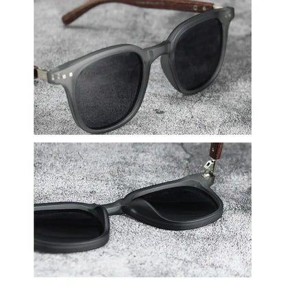 Sunglasses for Men Women's Trendy Retro Wood Grain Polarized UV Protection Eyewear Cycling Outdoor Street Photography