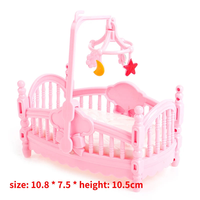 Doll Children Play House For Barbie Doll Accessories Simulation European Furniture Princess Double Bed With Stairs Toys