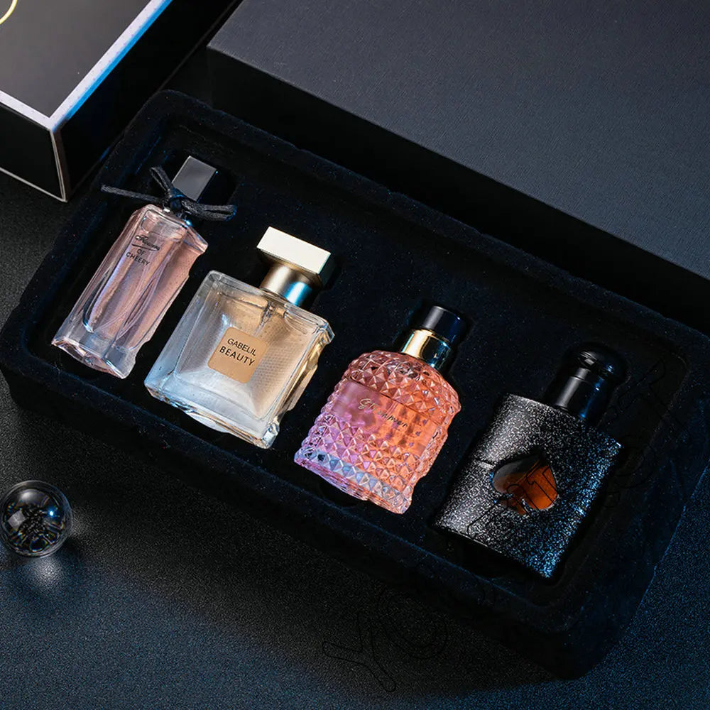 Gift Box Four Piece Set Women Perfume Spray 105ml Floral Scent Lasting Fragrance Pheromone Eau De Parfum Men Cologne Balminess