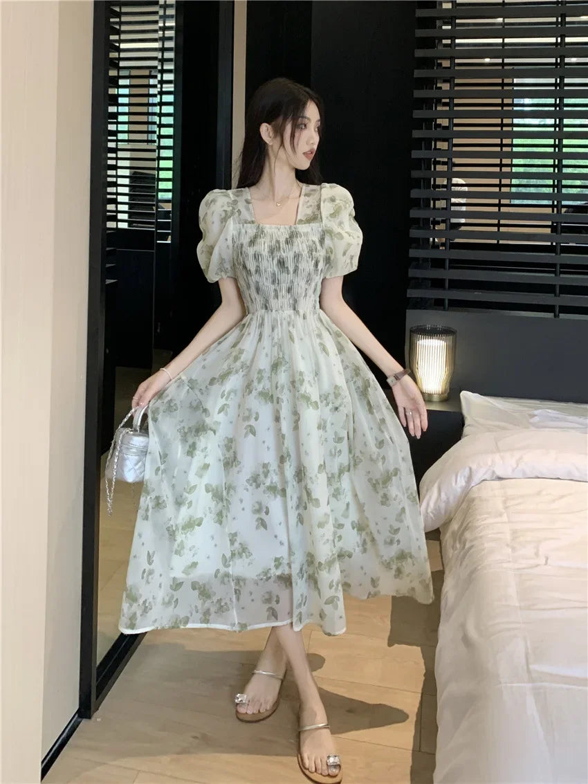 2024 Summer New Women's Student White Pile Up Skirt Umbrella Skirt High Waist Medium Length A- Line Skirt Long Dress