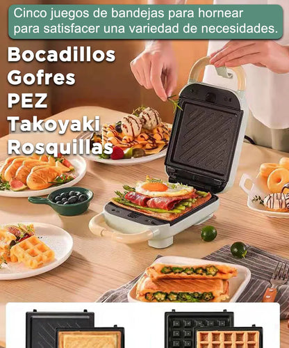 2025 YIDPU Sandwichera 3 en 1 Tostadora eléctrica Waffle Maker Desayuno Pancake Donut Egg Waffle Fish Cake Horno eléctrico