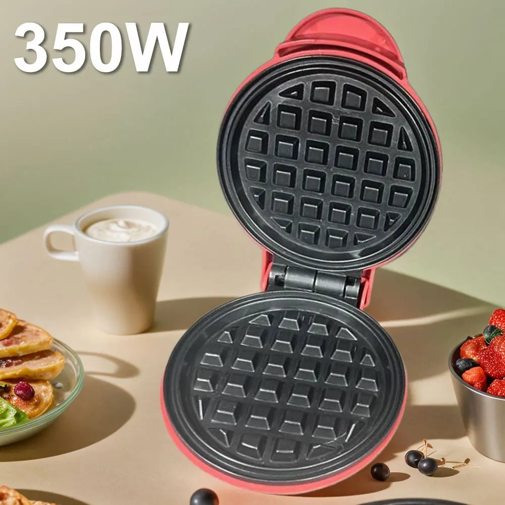 Mini Waffle Maker Nonstick Electric Breakfast Maker Quick Heat-Up Household Breakfast Electric Baking Pan for Kids and Families