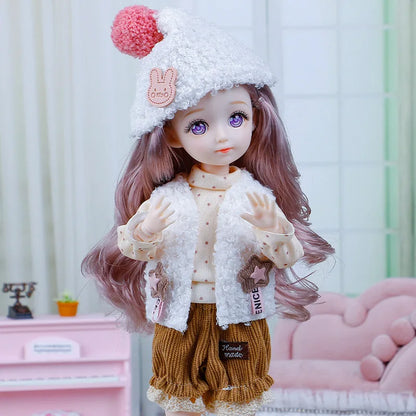 BJD Doll and Clothes Multiple Removable Joints 30cm 1/6 3D Eyes Doll Girl  Dress Up Birthday Gift Toy